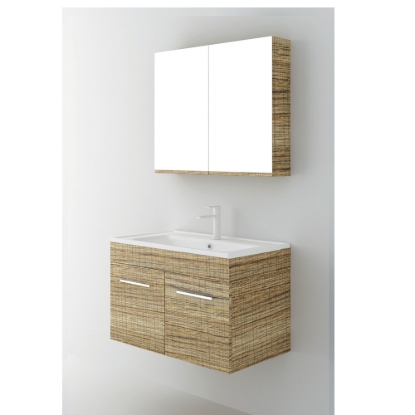 Εικόνα της Έπιπλο Μπάνιου Orabella Lagina 80 (80x45x50cm) Βάση Με Νιπτήρα & Καθρέπτη Ντουλάπι Μελαμίνη Χρώμα 390