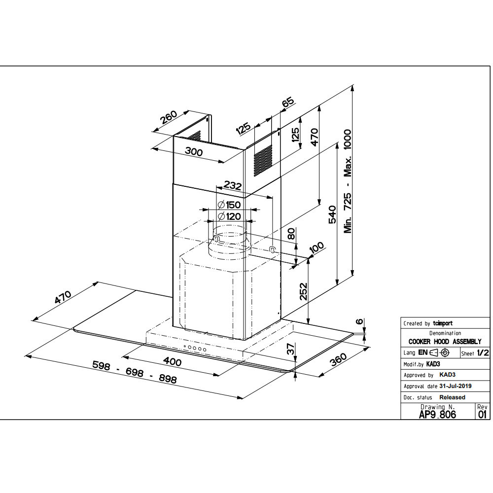 Εικόνα της Απορροφητήρας Faber Nice Led X/V A90 Καμινάδα 90cm Inox