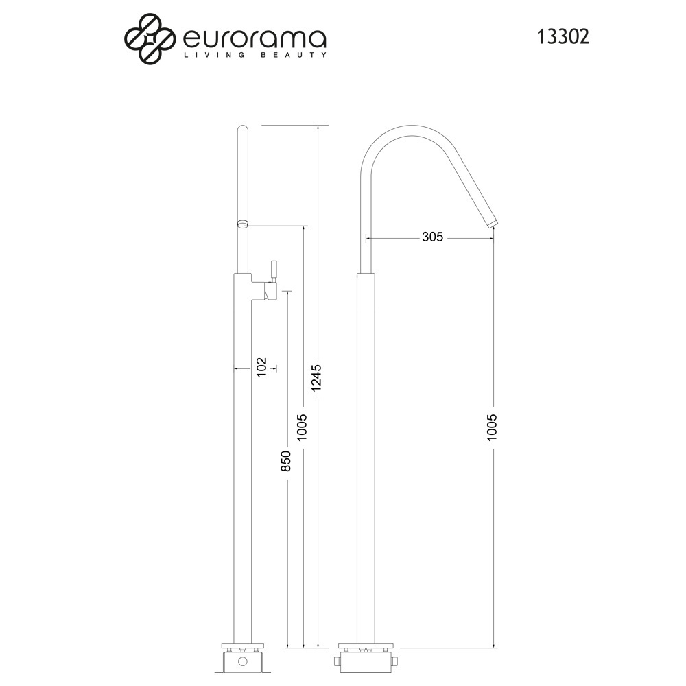 Εικόνα της Επιδαπέδια Μπαταρία Νιπτήρος Eurorama 13302-201 Gold Brushed