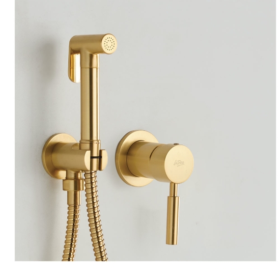 Εικόνα της Μίκτης Εντοιχισμού 2 Οπών Με Ντουζάκι Για Μπιντέ La Torre Flush Mix 12211-201 Gold Brushed