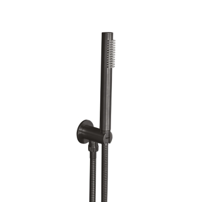 Εικόνα της Επίτοιχη Παροχή Νερού 1/2 La Torre Μαζί Με Τηλέφωνο & Άθραυστο Σπιράλ 1,5m N10131-411+N50300-411+N37-411 Black Brushed PVD