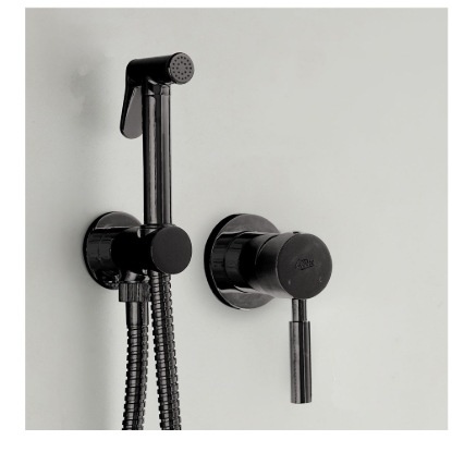 Εικόνα της Μίκτης Εντοιχισμού 2 Οπών Με Ντουζάκι Για Μπιντέ La Torre Flush Mix 12211-410 Black Brushed