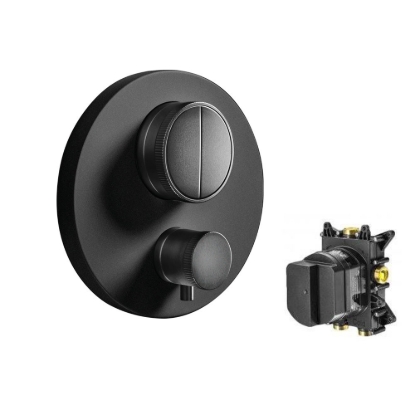 Εικόνα της Θερμοστατικός Μίκτης Εντοιχισμού 2 Εξόδων Almar Thermo Core Push E176632-400 + Κιτ Εντοιχισμού E134001-400 Black Matt