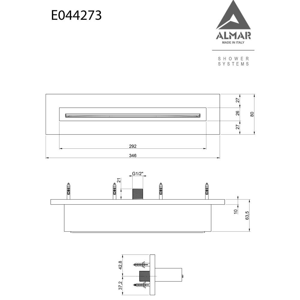 Εικόνα της Επίτοιχος Καταράχτης 34,6x8cm Almar XL-Waterfall Shower Head E044273-400 Black Matt