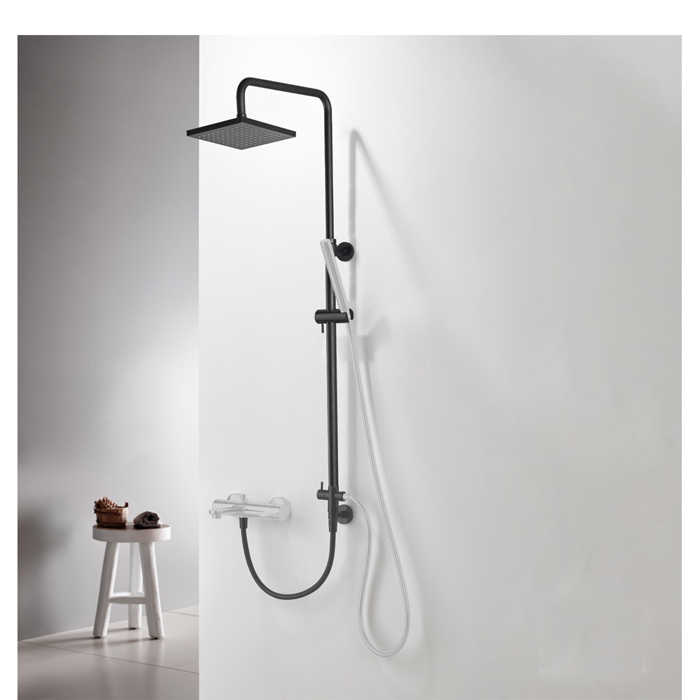 Εικόνα της Κολώνα Ρυθμιζόμενου Ύψους 83-144cm Με Τετράγωνη Κεφαλή 20x20cm Eurorama 51400S-400 Black Matt