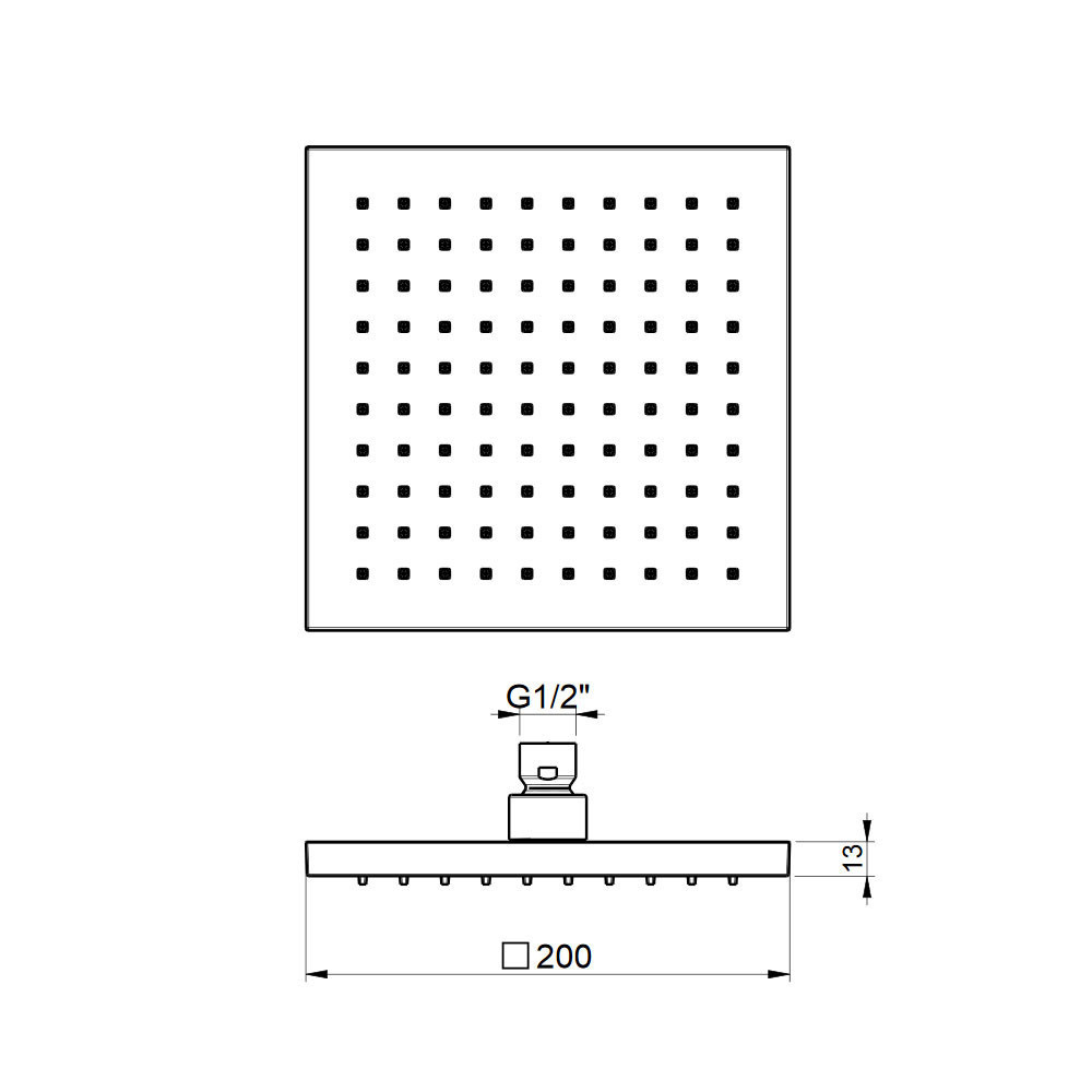 Εικόνα της Ανακλινόμενη Κεφαλή ABS 30x30cm Με Επίτοιχο Μπράτσο 35cm Almar E044043-400 + R50802-400 Black Matt