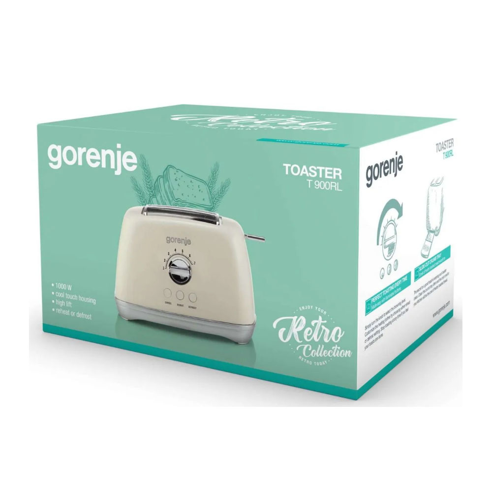 Εικόνα της Φρυγανιέρα 2 Θέσεων Gorenje Retro T900RL-728259 1000W Μπεζ 040052201