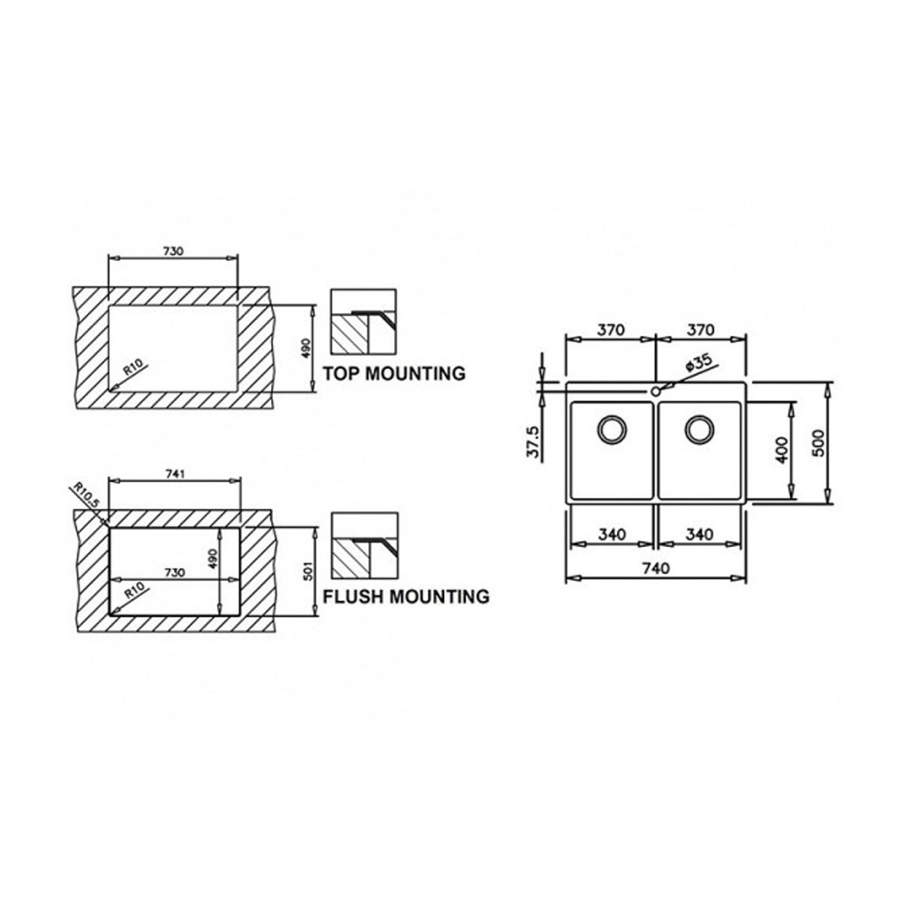 Εικόνα της Νεροχύτης Teka Forlinea RS15 (74x50) 2B Λείος Inox 115030011