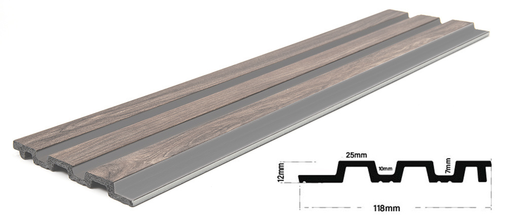 Εικόνα της PS PANEL Με 3D Πηχάκια 00 Piano 12/122/2900mm Walnut/Dark Grey 7-27-AP009-00