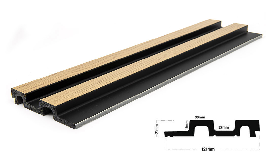 Εικόνα της PS PANEL Με 3D Πηχάκια F4 RESIDENCE 21/122 mm NAT.OAK/BLACK 7-26-AP001-F-4