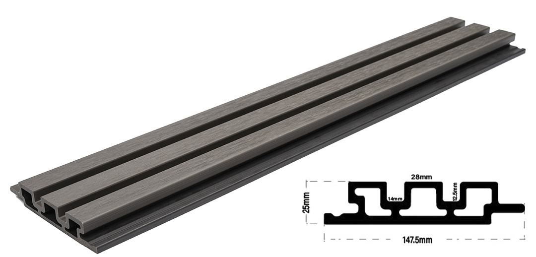 Εικόνα της WPC PANEL 2ης Γενιάς Με 3D Πηχάκια 25/147.5mm D.GREY 5570 7-24-FSGW02-DGREY