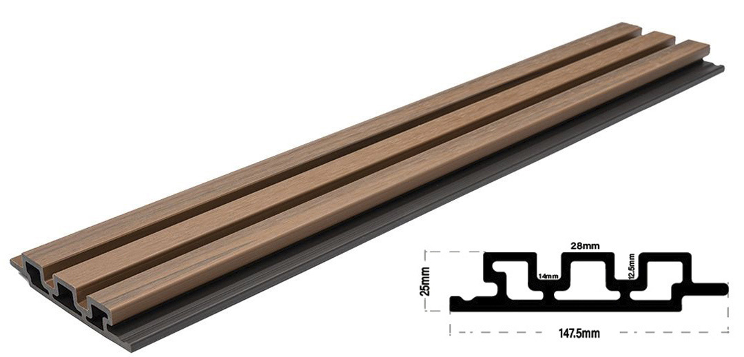 Εικόνα της WPC PANEL 2ης Γενιάς Με 3D Πηχάκια 25/147.5mm TEAK 5510 7-24-FSGW02-TEAK