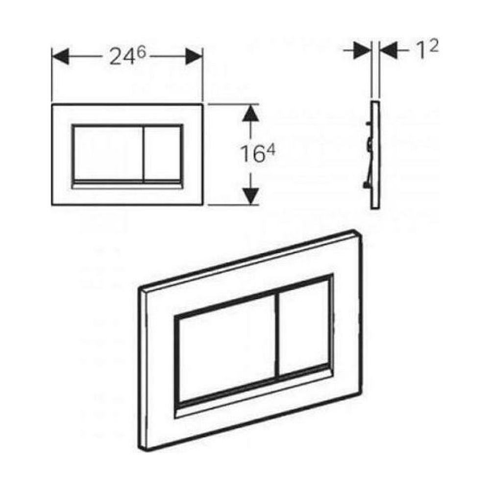 Εικόνα της Πλακέτα Χειρισμού Geberit Sigma 30 115.883.KH.1 Χρωμέ Με Ρίγα Χρωμέ Ματ Για Καζανάκια Διπλής Λειτουργίας