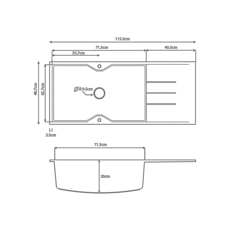 Εικόνα της Νεροχύτης Sanitec Ultra Granite 817 (116x50) Sabbia