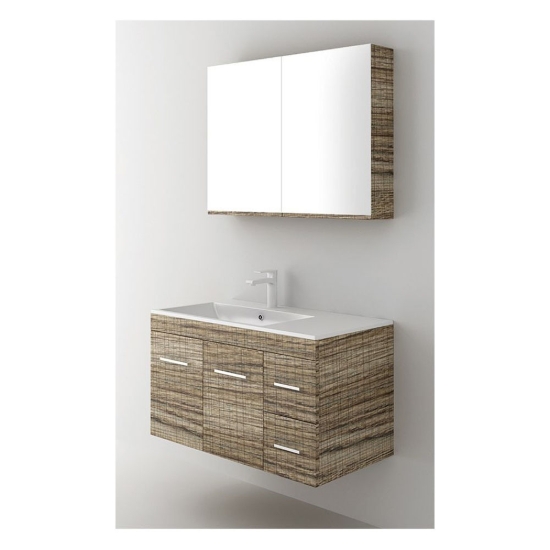 Εικόνα της Έπιπλο Μπάνιου Orabella Raven 90 (90x45x50cm) Βάση 2 Συρτάρια & 2 Πόρτες Με Νιπτήρα & Καθρέπτη Ντουλάπι Μελαμίνη Χρώμα 390