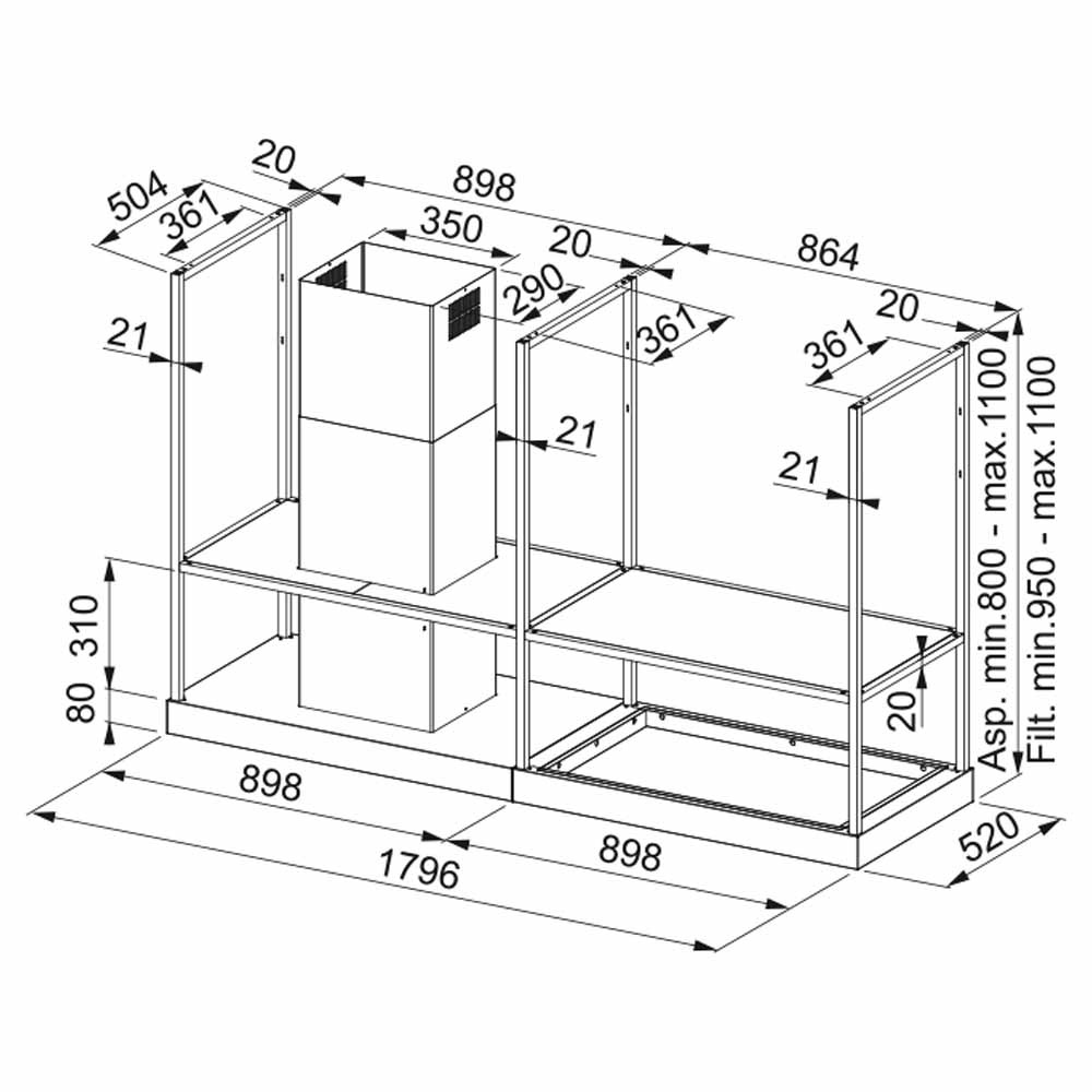 Εικόνα της Απορροφητήρας Franke Mythos T-Shelf FMY BK MATT F180 Black Matt  Οροφής 3105001050 (325.0678.073)