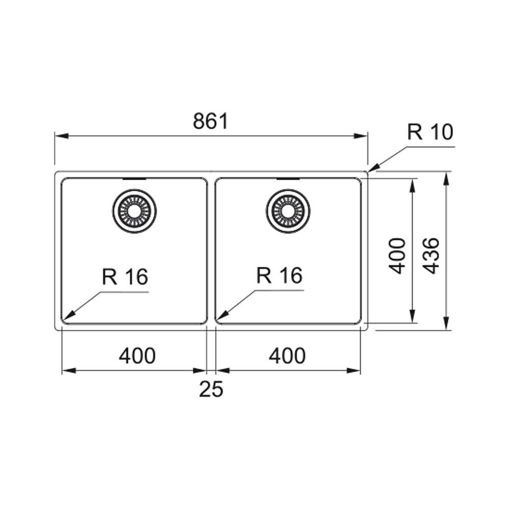 Εικόνα της Νεροχύτης Franke Maris MRX 220 40-40 (86,1x43,6) Inox 3040100224 (127.0525.283)