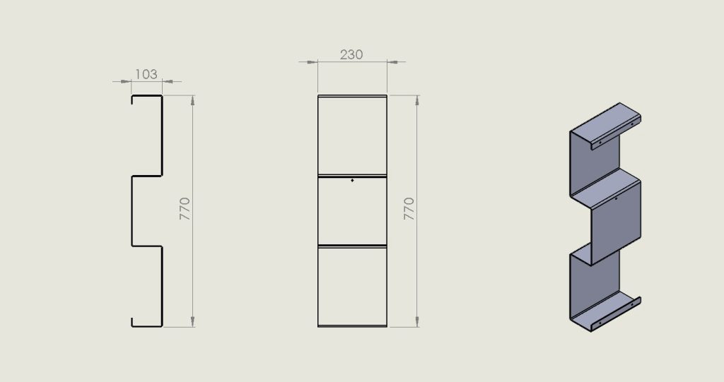 Εικόνα της Ράφι Κλειστό Τριπλό Verdi Strantza (23x10,3x77Υ cm) Black Matt 7230805