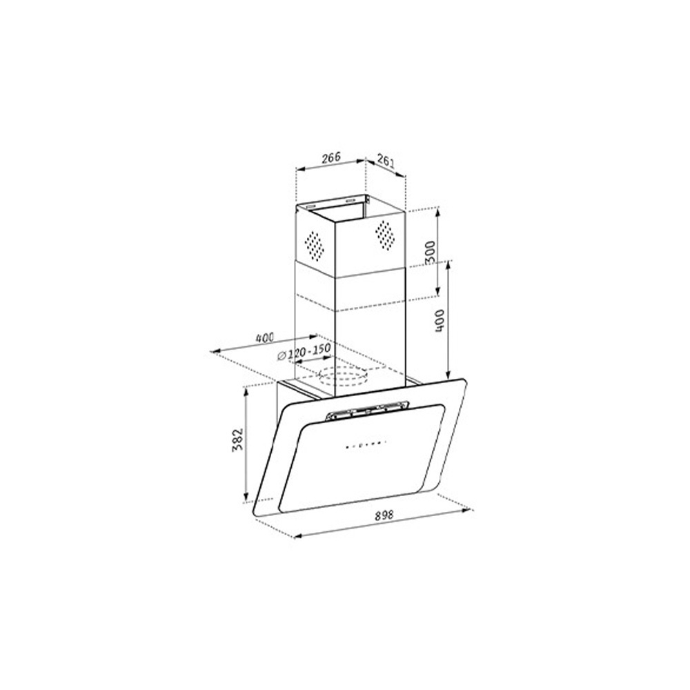 Εικόνα της Απορροφητήρας Pyramis Vetrio Black Καμινάδα 90cm 065039601