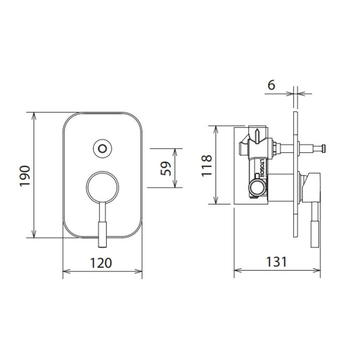 Εικόνα της Μίκτης Εντοιχισμού 2 Εξόδων La Torre New Tech 12050R-221 Antique Brass
