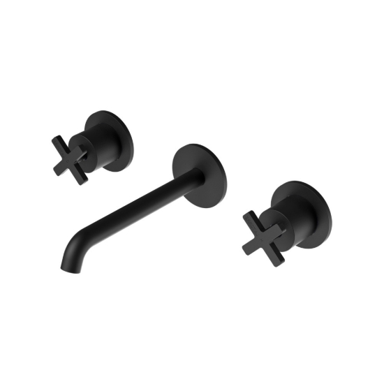 Εικόνα της Μπαταρία Νιπτήρος Εντοιχισμού 3 Οπών La Torre Elle Cross 38118-400 Black Matt