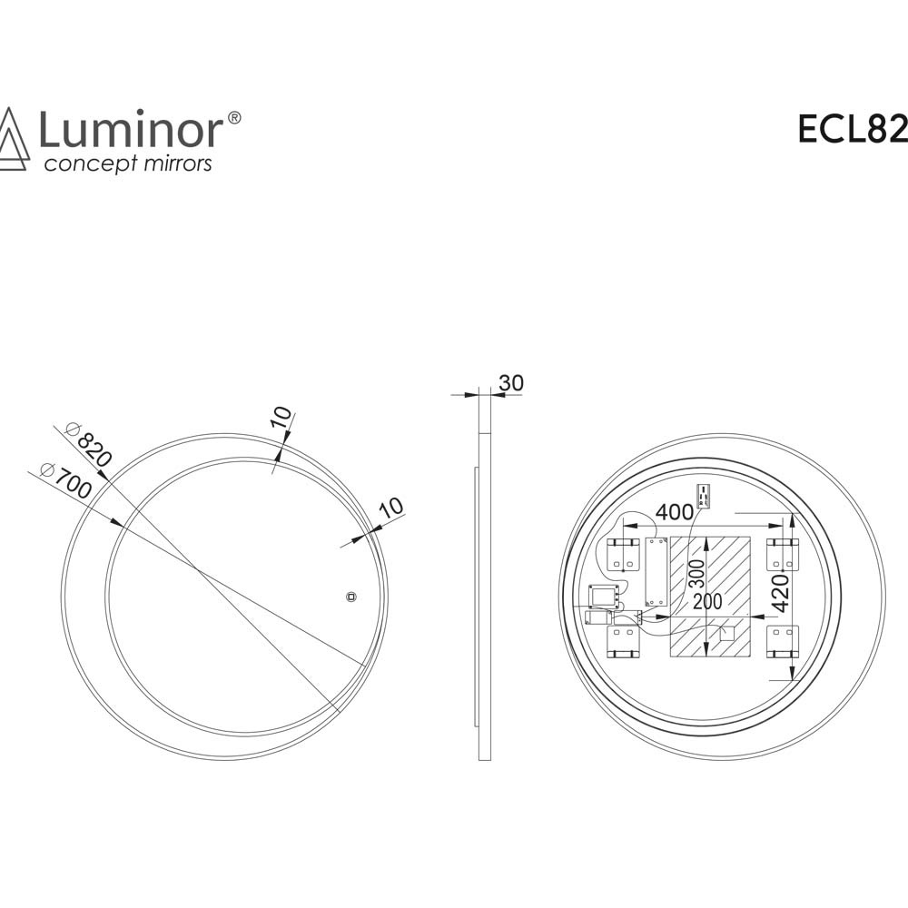 Εικόνα της Καθρέπτης Φωτιζόμενος LED Luminor Eclipse 82 Ø82/70cm