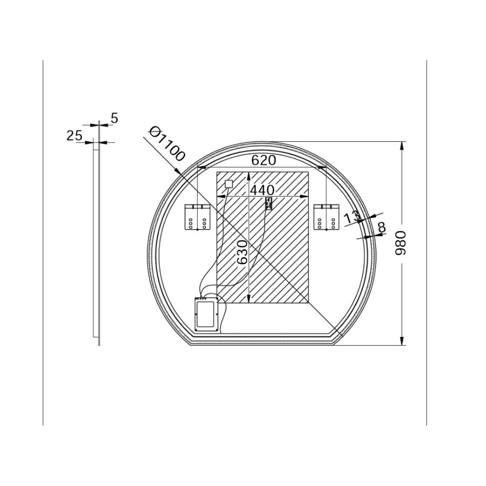 Εικόνα της Καθρέπτης Φωτιζόμενος LED Luminor Moon 110 Ø110cm