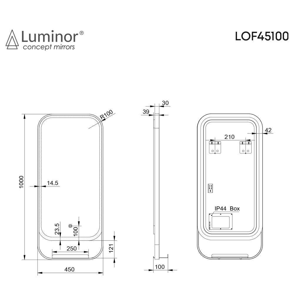 Εικόνα της Καθρέπτης Φωτιζόμενος LED Luminor Loft 45 45x100cm