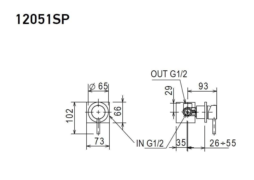 Εικόνα της Μίκτης Εντοιχισμού 1 Εξόδου La Torre New Tech 12051SP-110 Inox Finish