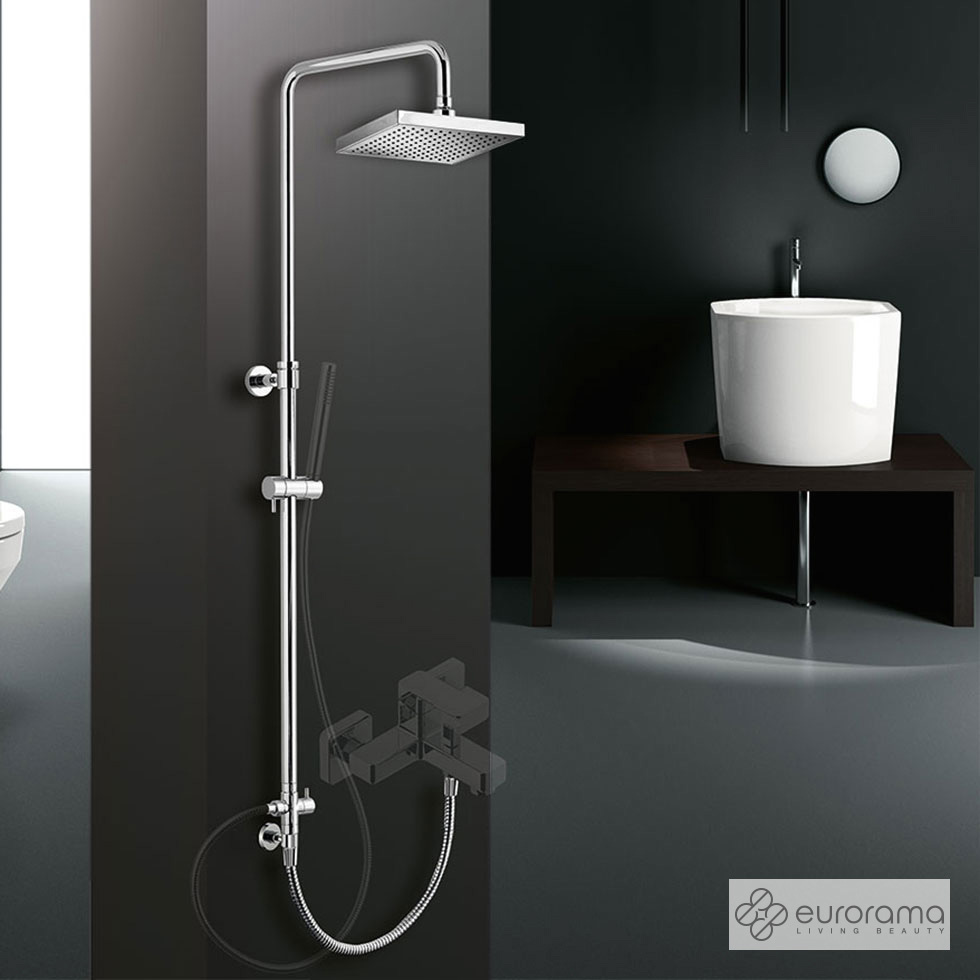 Εικόνα της Κολώνα Ρυθμιζόμενου Ύψους 83-144cm Με Τετράγωνη Κεφαλή 20x20cm Eurorama 51400S-110 Inox Finish