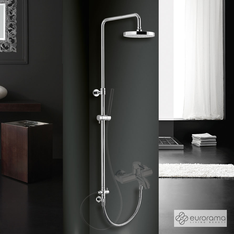 Εικόνα της Κολώνα Ρυθμιζόμενου Ύψους 83-144cm Με Στρογγυλή Κεφαλή Ø20cm Eurorama 51400R-110 Inox Finish