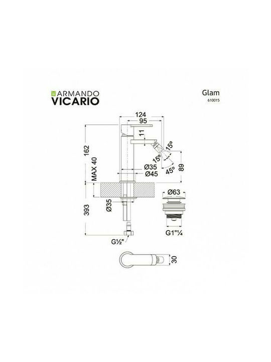 Εικόνα της Μπαταρία Μπιντέ Armando Vicario Glam 610015-100 Chrome