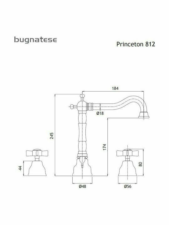 Εικόνα της Μπαταρία Νιπτήρος Πάγκου  3 Οπών Bugnatese Princeton 812-220 Bronze