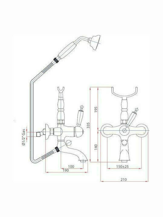 Εικόνα της Μπαταρία Λουτρού Bugnatese Oxford 6300-100 Chrome