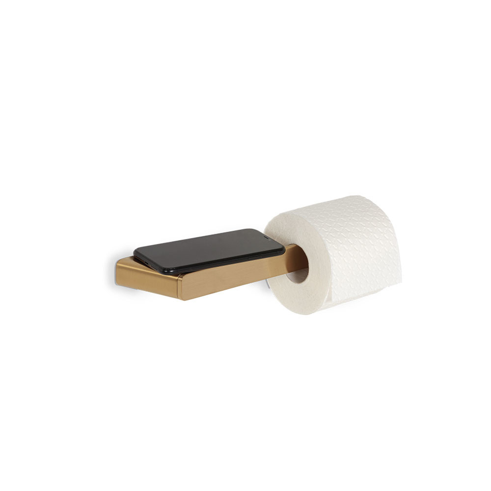 Εικόνα της Χαρτοθήκη Με Εταζέρα Geesa Shift Gold Brushed 9924-201