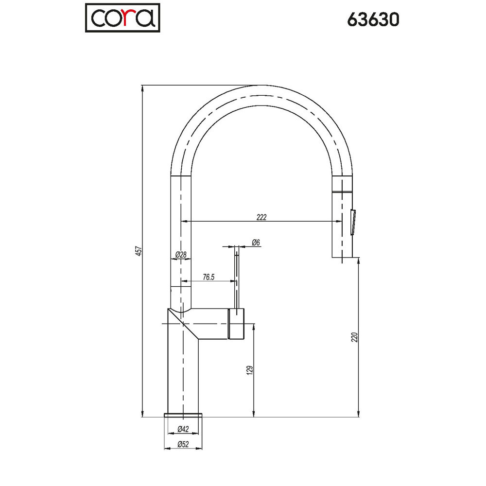 Εικόνα της Μπαταρία Κουζίνας Cora 63630-111 Ντους Inox