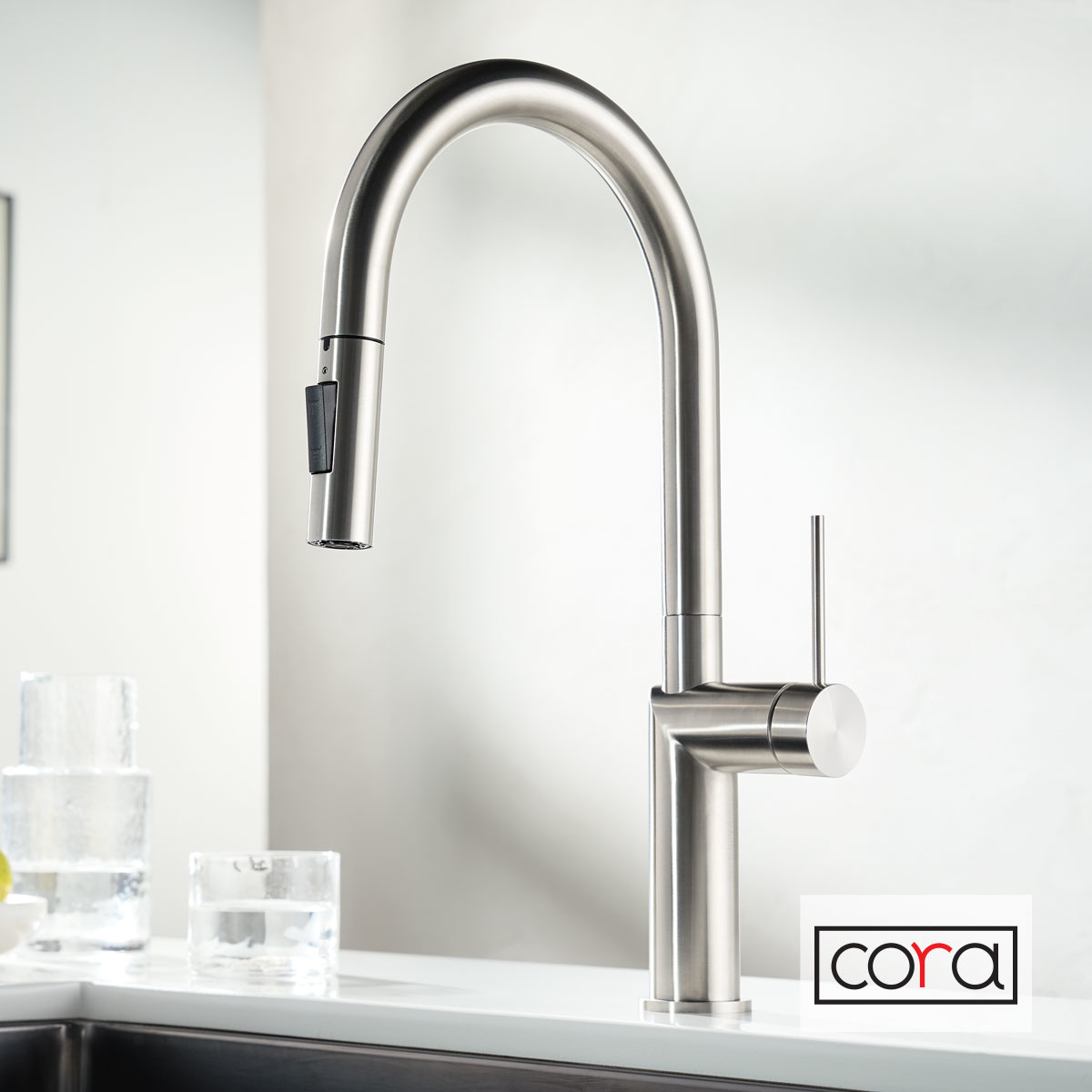 Εικόνα της Μπαταρία Κουζίνας Cora 63630-111 Ντους Inox