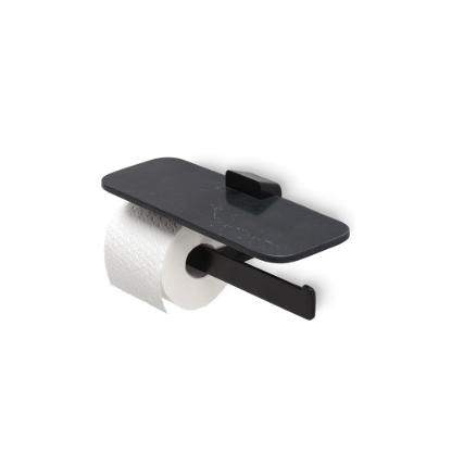 Εικόνα της Χαρτοθήκη Διπλή Με Εταζέρα Geesa Shift Εφέ Μαρμάρου/Black Matt  9948-400