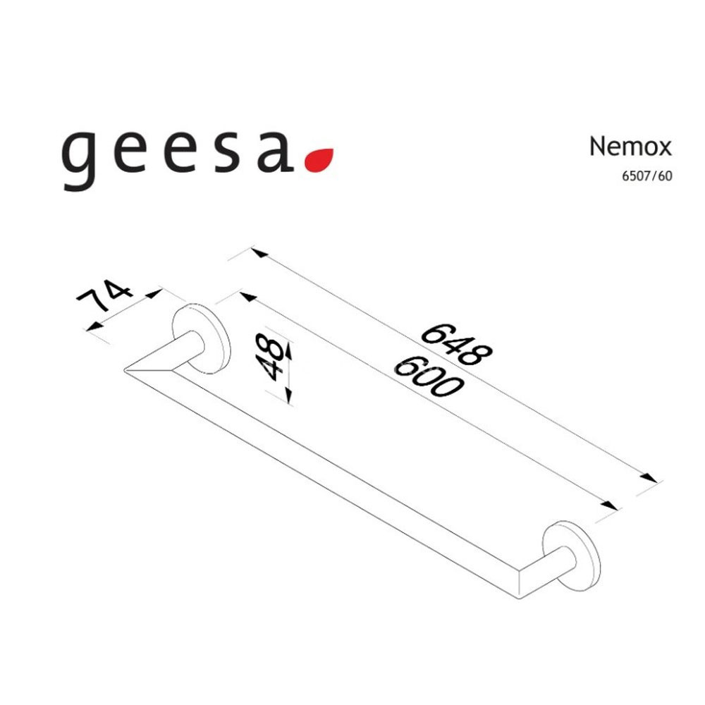 Εικόνα της Πετσετοθήκη Μονή Geesa Nemox 60cm Black Matt 6507/60-400