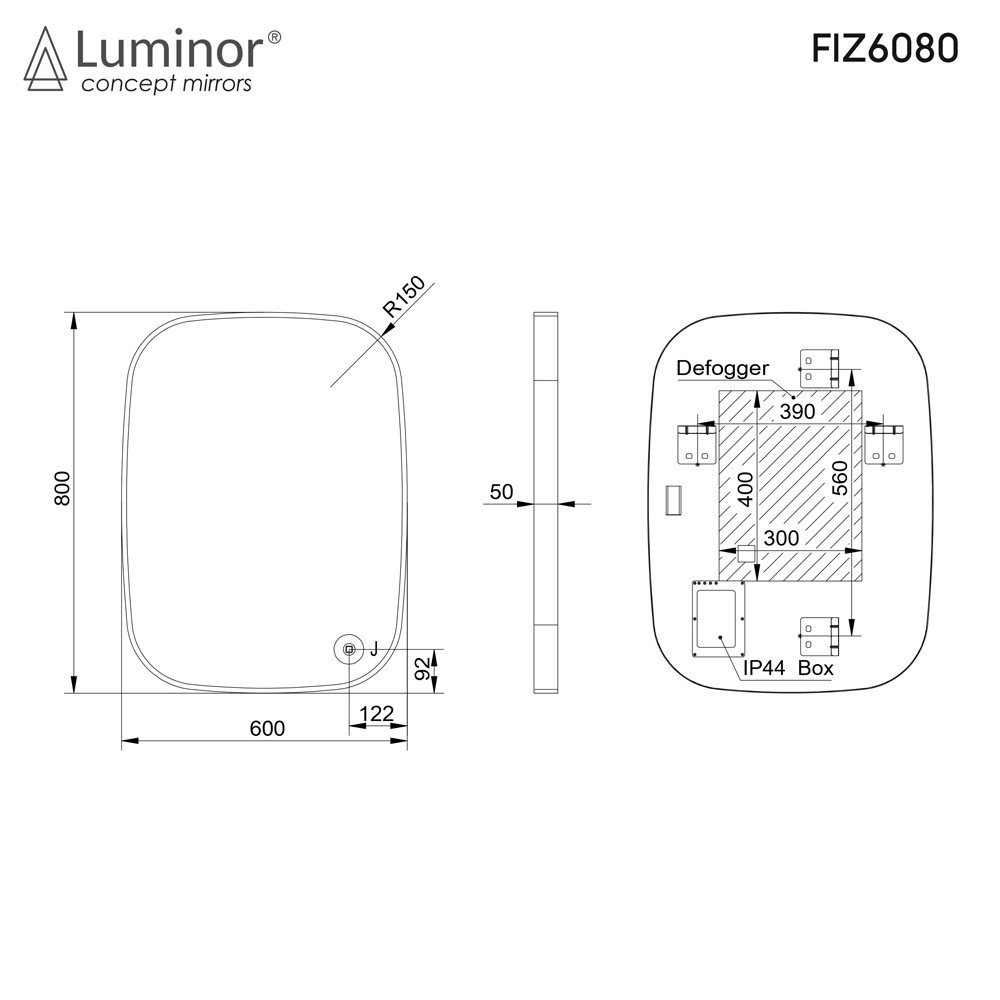 Εικόνα της Καθρέπτης Φωτιζόμενος LED Luminor Fiz 60 60x80cm Gold Brushed