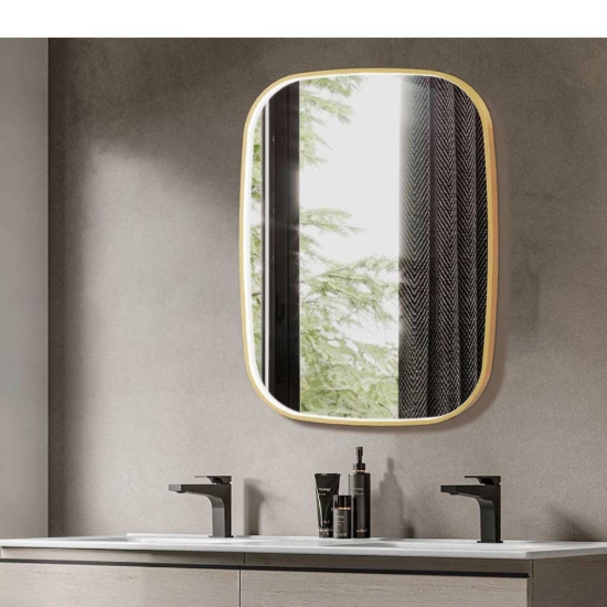 Εικόνα της Καθρέπτης Φωτιζόμενος LED Luminor Fiz 60 60x80cm Gold Brushed