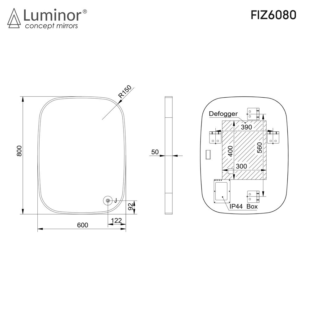 Εικόνα της Καθρέπτης Φωτιζόμενος LED Luminor Fiz 60 60x80cm Inox Brushed
