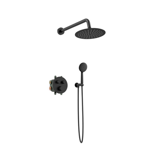 Εικόνα της Σετ Εντοιχισμού Με Θερμοστατική Μπαταρία 2 Σημείων Orabella Terra Preciosa 10289 Black Matt