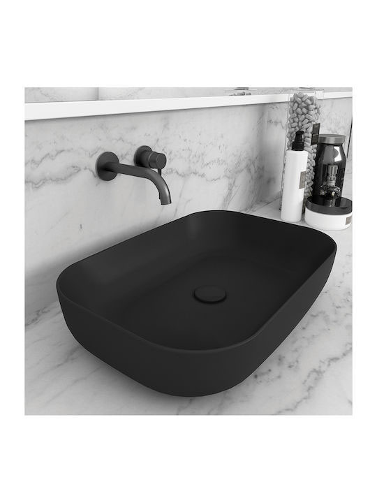 Εικόνα της Νιπτήρας Μπάνιου Orabella Metamorfosis 42600 60x42cm Επικαθήμενος 60104  Μαύρο Ματ