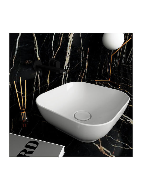 Εικόνα της Νιπτήρας Μπάνιου Orabella Trend Square 02 38x38cm Επικαθήμενος 60131 Λευκός