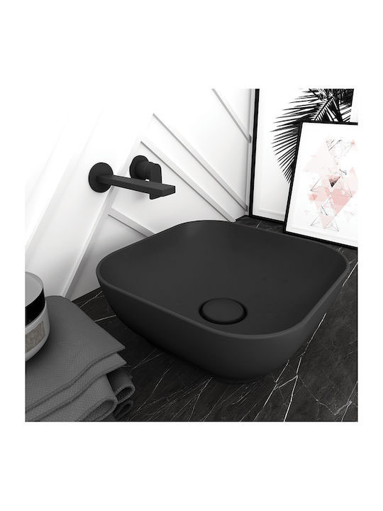 Εικόνα της Νιπτήρας Μπάνιου Orabella Trend Square 02 38x38cm Επικαθήμενος 60132 Μαύρο Ματ