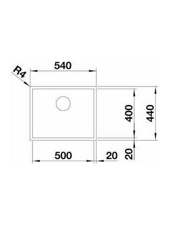 Εικόνα της Νεροχύτης Υποκαθήμενος Blanco Zerox 500-U Durinox (54x44) Ματ Λείος 521559
