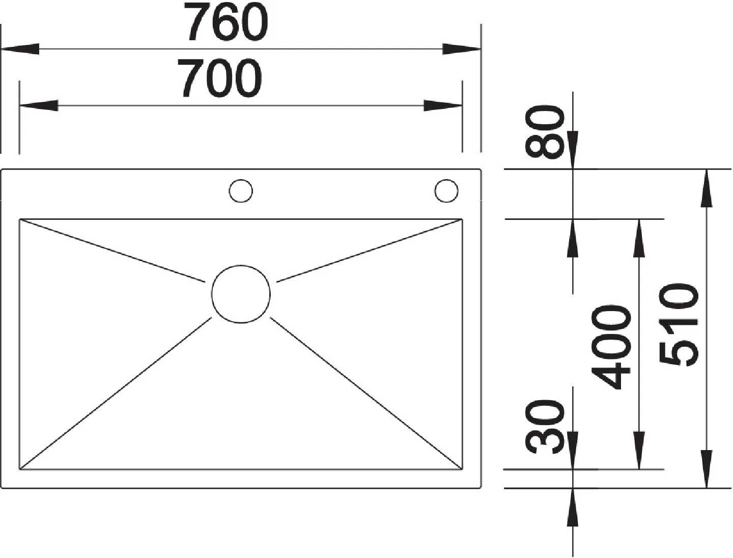 Εικόνα της Νεροχύτης Υποκαθήμενος Blanco Zerox 700-IF/A (76x51) 521631