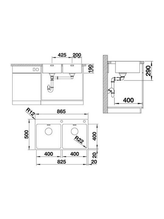 Εικόνα της Νεροχύτης  Blanco Andano 400/400-IF/A (86,5x50) Λείος 525249