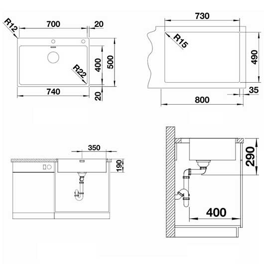 Εικόνα της Νεροχύτης  Blanco Andano 700-IF/A (74x50) Λείος 525246